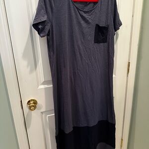Belle by Kim Gravel Two-Tone Gray Blue Maxi Dress with Pocket